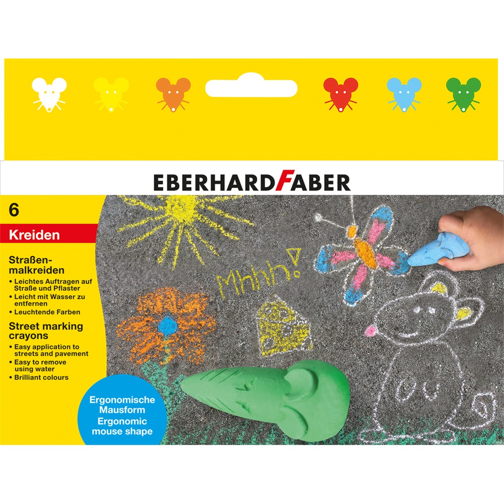 Aszfaltkréta készlet egér alakú, papír dobozban Faber-Castell 6klf.szín