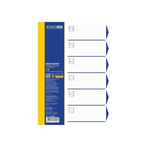 Elválasztólap, A4, prespán mintás 160 micron, 6 részes, PP Economix