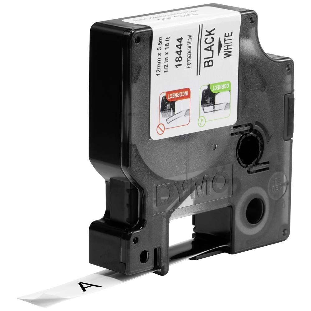 Feliratozógép szalag Dymo S0718600/18444 12mmx5,5m, ORIGINAL, fekete/fehér