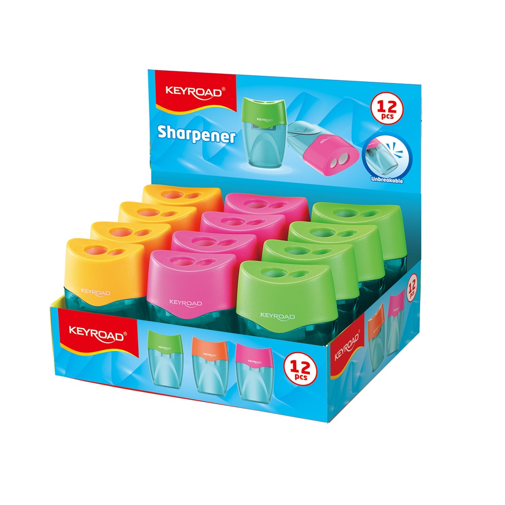 Hegyező 2 lyukú tartályos 12 db/display Keyroad Mellow 2 vegyes színek