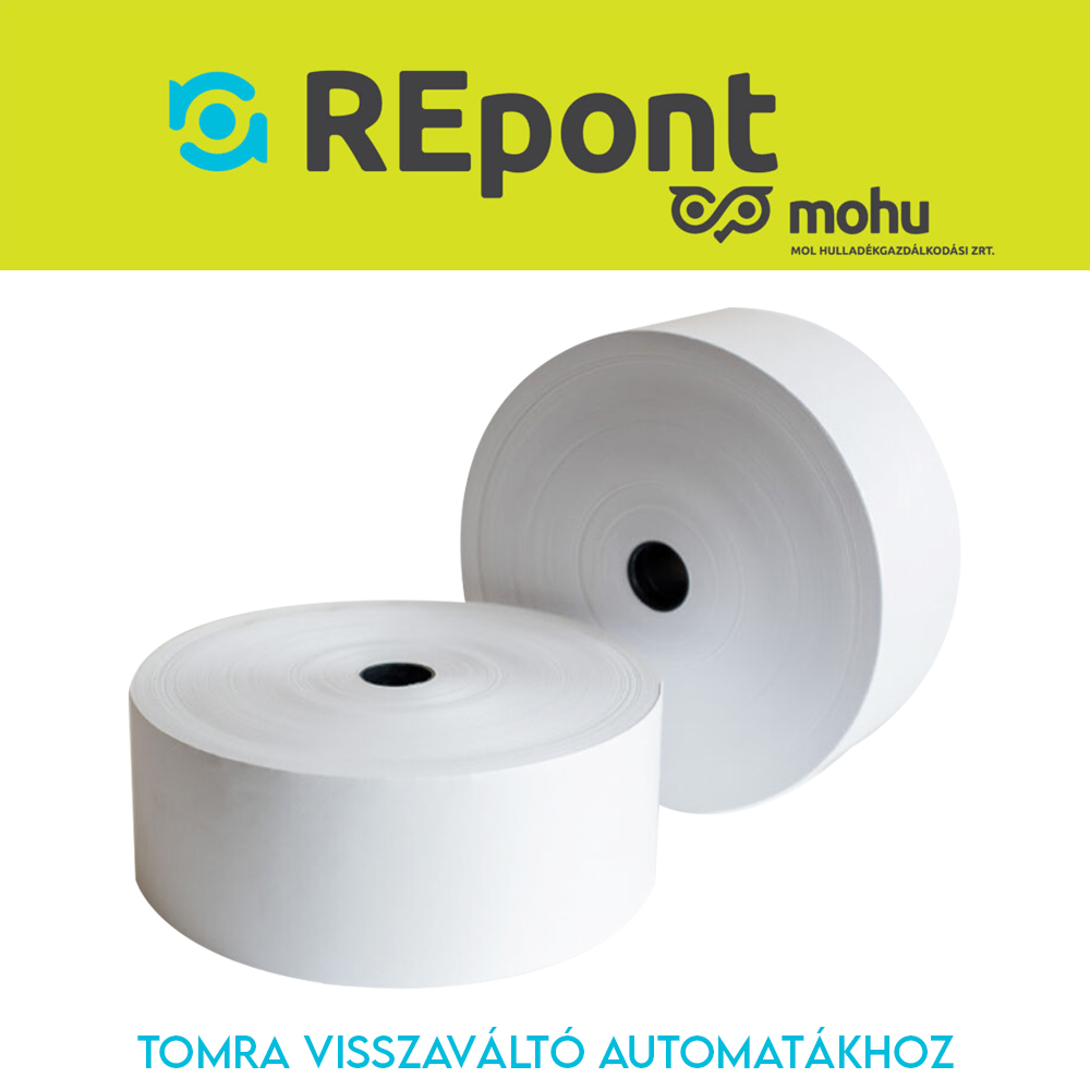 Hőpapír 58mm széles, 450fm hosszú, cséve 25mm, BPA mentes nyomatlan, TOMRA MOHU visszaváltó gépekhez