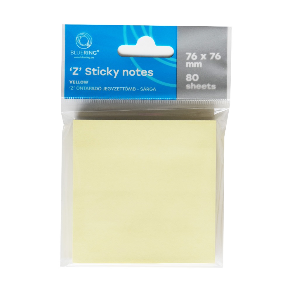 Jegyzettömb öntapadó, 76x76mm, 80lap, `Z` Bluering® , sárga - Image 2