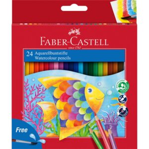 Színes ceruza készlet hatszögletű akvarell + ecset Faber-Castell 24klf. szín