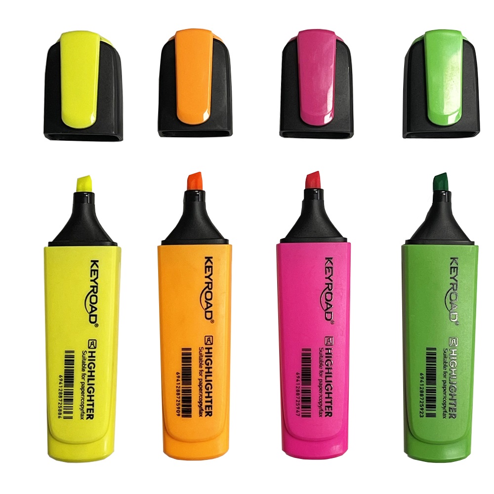 Szövegkiemelő készlet vágott hegyű,lapos test 4 db/bliszter Keyroad Fluo neon színek - Image 2