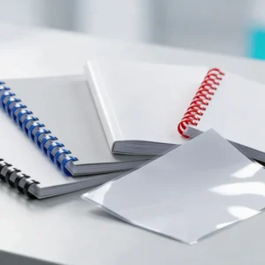 Spirálozott és hőkötött dokumentumok és egy laminált lap