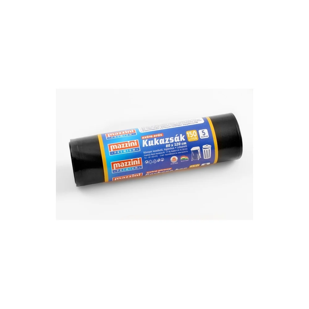 Szemeteszsák Mazzini Szemeteszsák 150 liter 80 x 120 cm 40 mikron 5 db/tekercs Mazzini fekete
