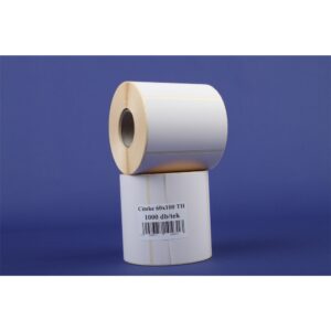 Etikett címke thermo, 60x100mm, tekercses, 1000 címke/tekercs fehér