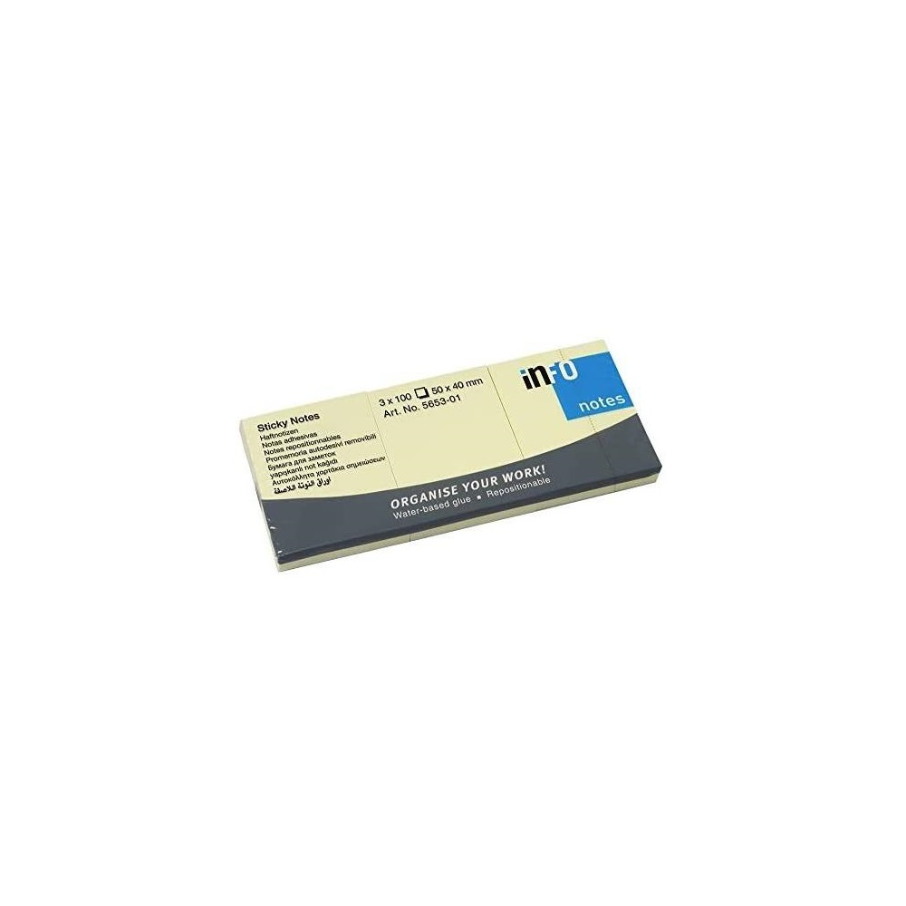 Jegyzettömb öntapadó, 50x40mm, 3x100lap, Info Notes, sárga - Image 2