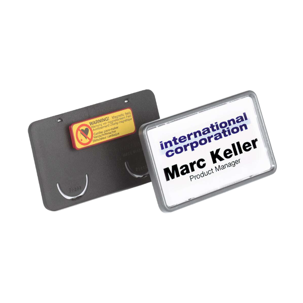 Névkitűző 40x75mm, mágnessel, 25 db/csomag, Durable Card fekete - Image 2