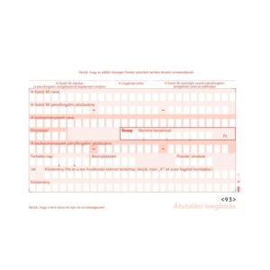Nyomtatvány átutalási megbízás A6, PFNY.11 2pld