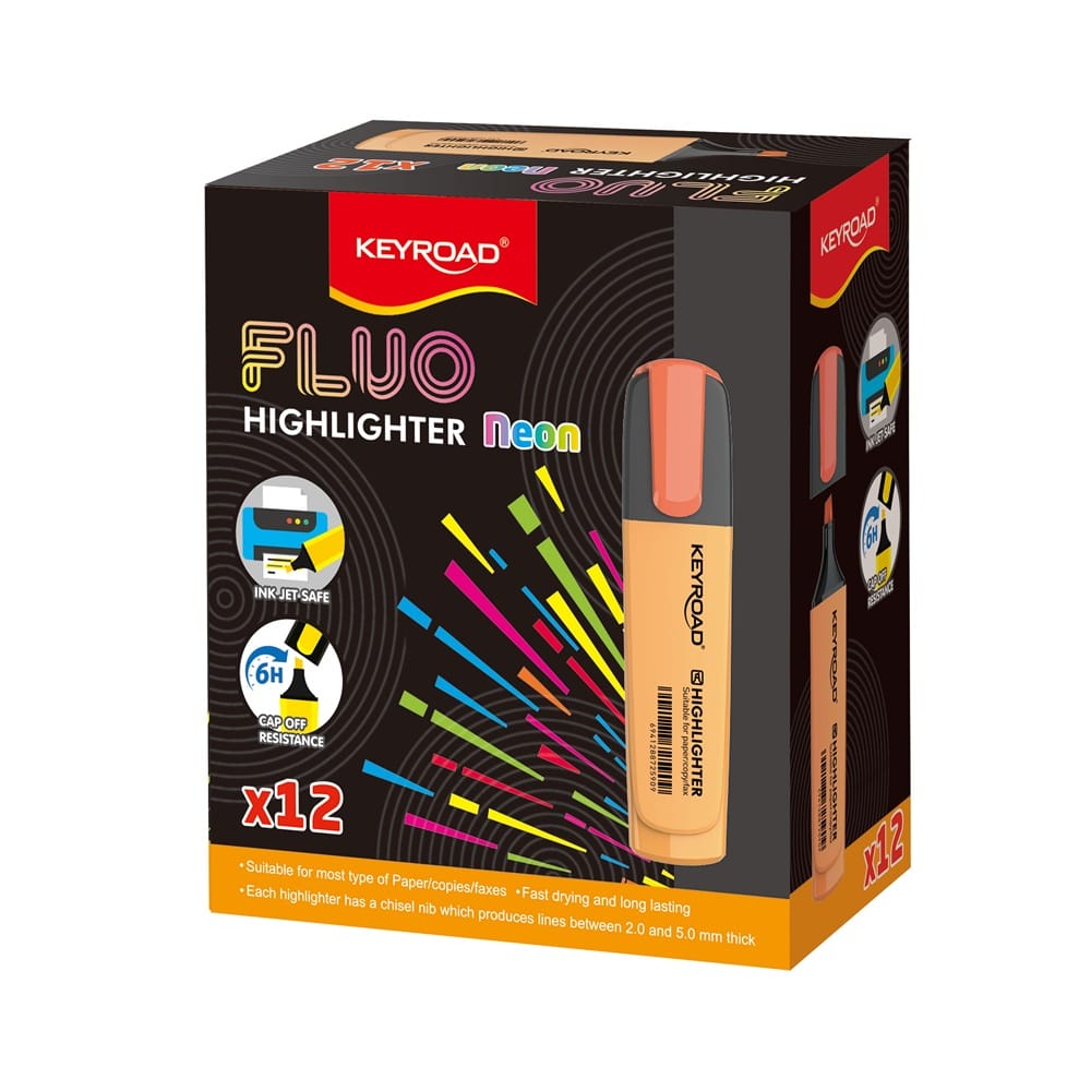 Szövegkiemelő vágott hegyű, lapos test Keyroad Fluo